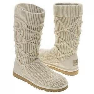 Ugg Argyle Cream Crochet Boots